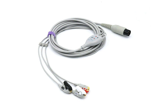 CRITICARE ECG EKG Cable 6 Pin 3 Leads Grabber Compatible
