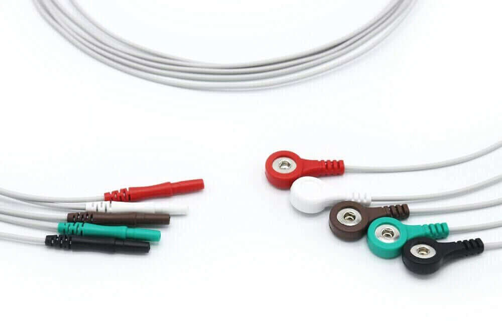 Holter Compatible Leadwires 3/5 Leads Snap ECG/EKG Cable