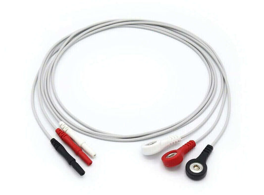 ECG EKG Leadwires Holter Recorder 3 Leads Snap