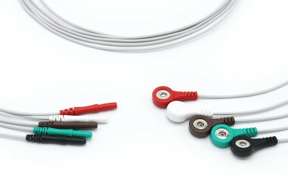 Leadwires ECG 5 Leads Snap Recorder AHA