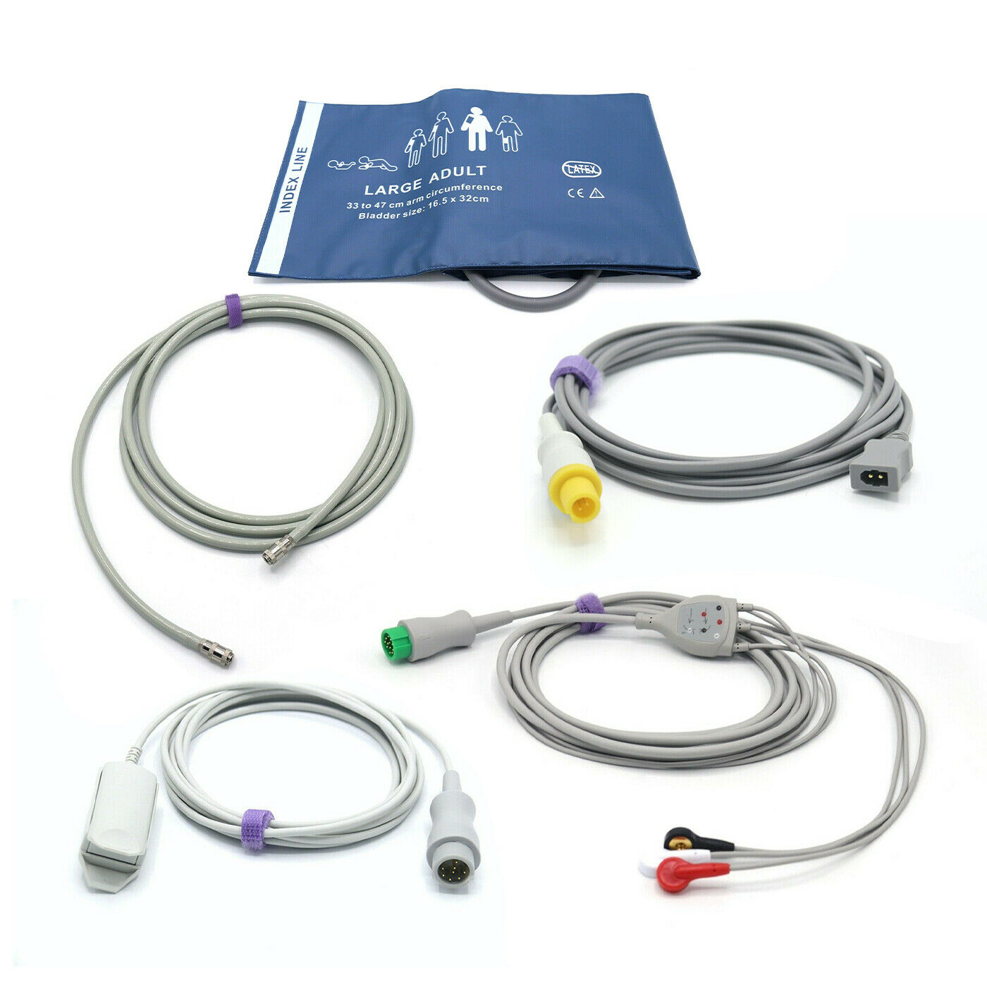 Mindray Accessories Bundle - Cuff, Hose, SpO2, ECG, Temperature Adapter