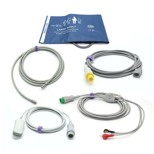 Mindray Accessories Bundle - Cuff, Hose, SpO2, ECG, Temperature Adapter
