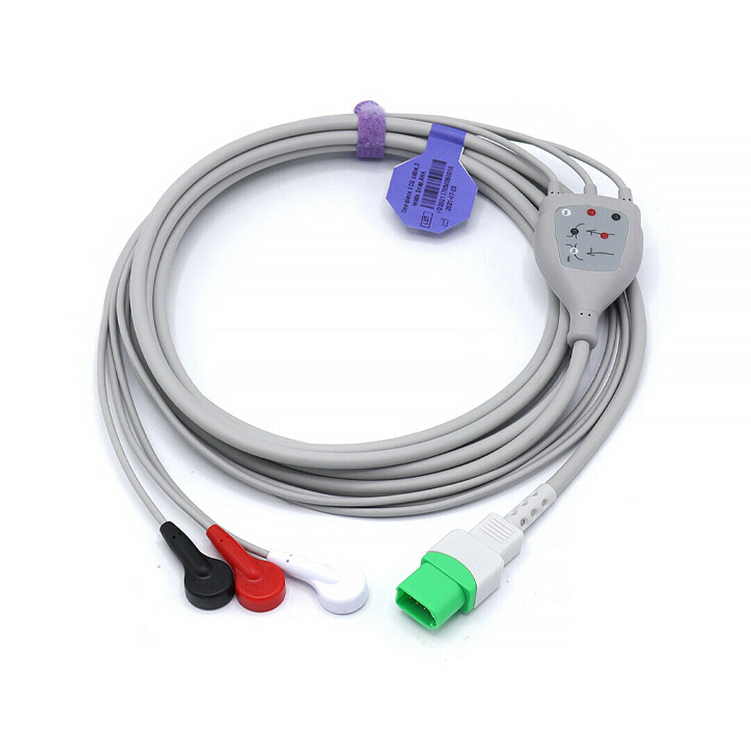 Mindray Compatible Direct Connect 12 Pin 3/5 Leads Snap 0012-00-1156-01 ECG Cable