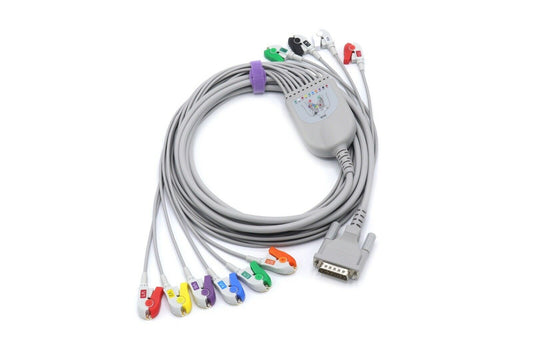 Mortara Burdick 15 pin 10 Leads Grabber EKG Cable Compatible
