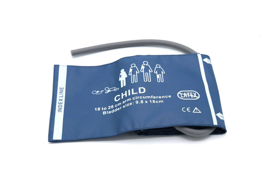 NIBP Cuff Reusable Child Pediatric Single Hose 18-26cm Blue