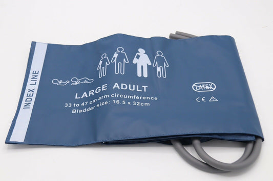 NIBP Cuff Reusable Large Adult Double Hose 33-47cm Blue
