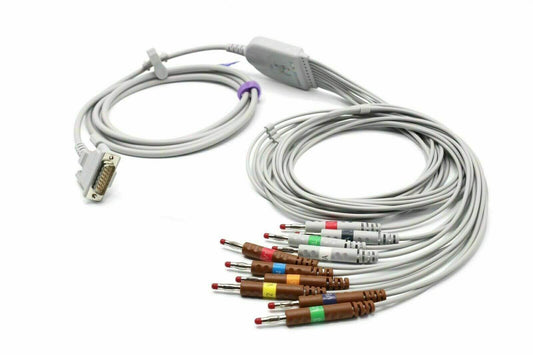 Welch Allyn 15 pin 10 Leads Banana EKG Cable Compatible