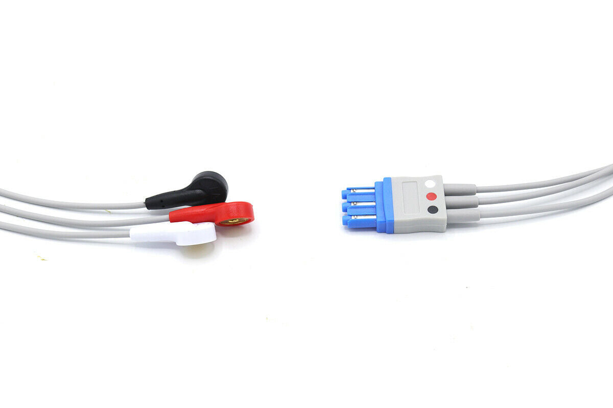 Philips 3 Leads Snap ECG EKG Leadwires Cable