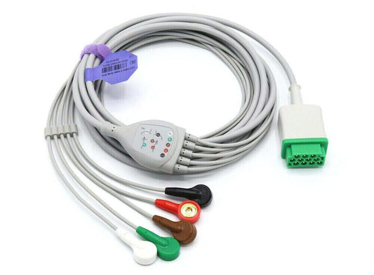 Draeger ECG Cable 11 Pin 5 Leads Snap