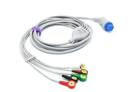 Datex Ohmeda ECG Cable S5, Cardiocap 10 Pin 5 Leads Snap