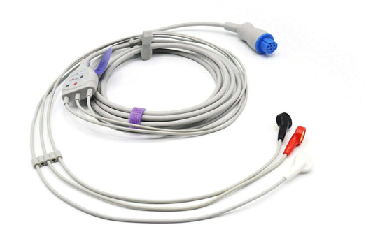 Datex Ohmeda ECG EKG Cable Cardiocap 5 10 Pin 3 Leads Snap