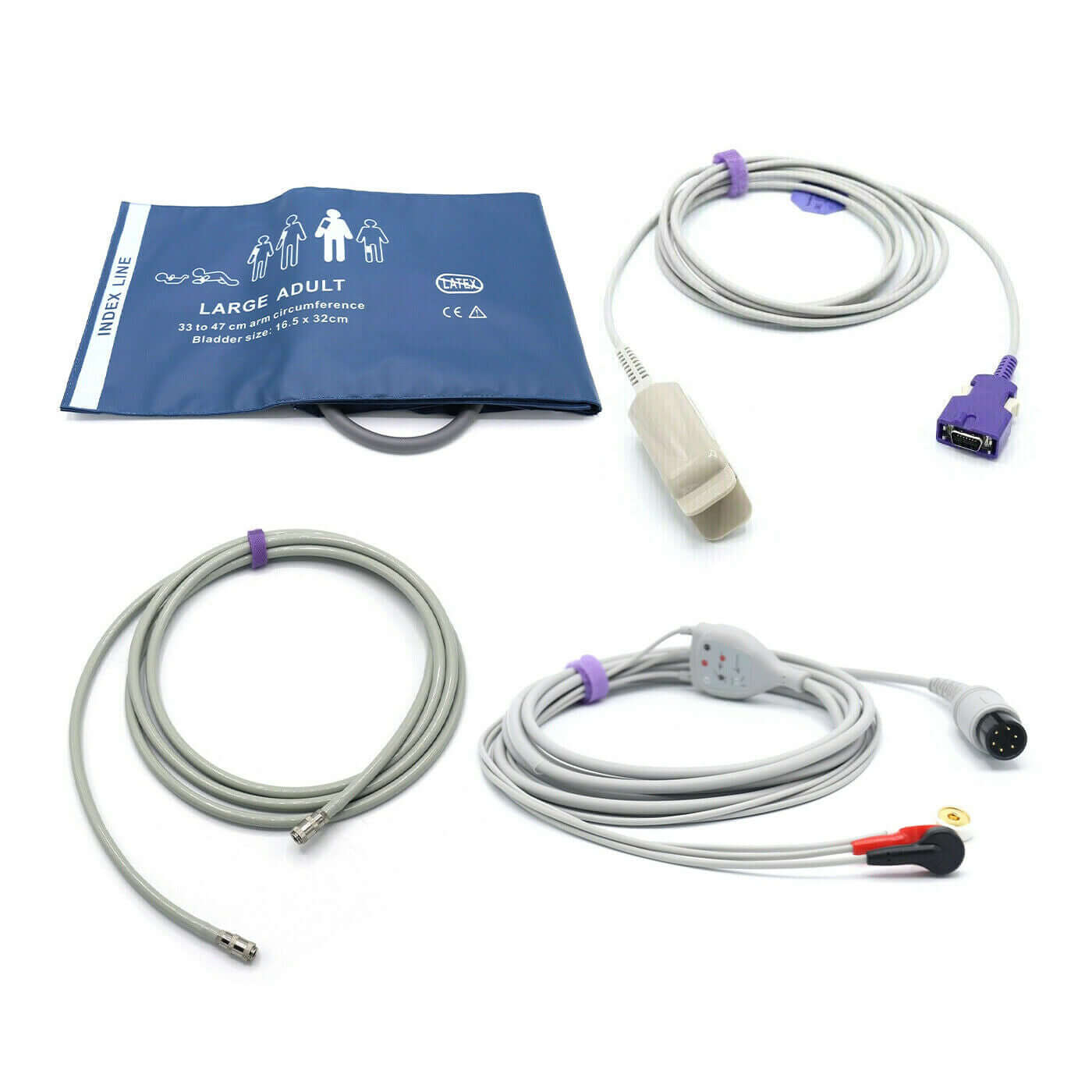 Draeger Accessories Bundle - Cuff, Hose, SpO2 Nellcor Oximax, ECG