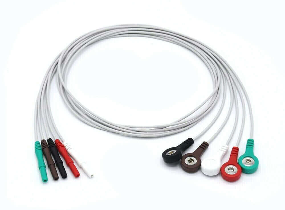 Holter Compatible Leadwires 3/5 Leads Snap ECG/EKG Cable