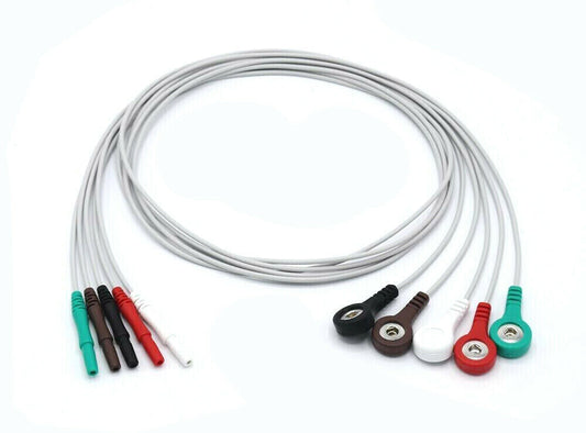 GE, DIN, ATL Leadwires ECG 5 Leads Snap Recorder AHA