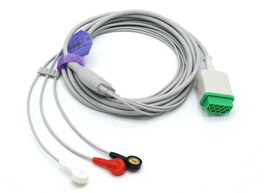 GE Healthcare Vivid 7 11 pin 3 Leads Snap ECG Cable