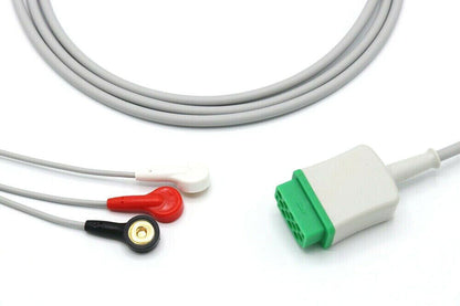 Dash PRO Tram 11 Pin 3 Leads Snap ECG Cable