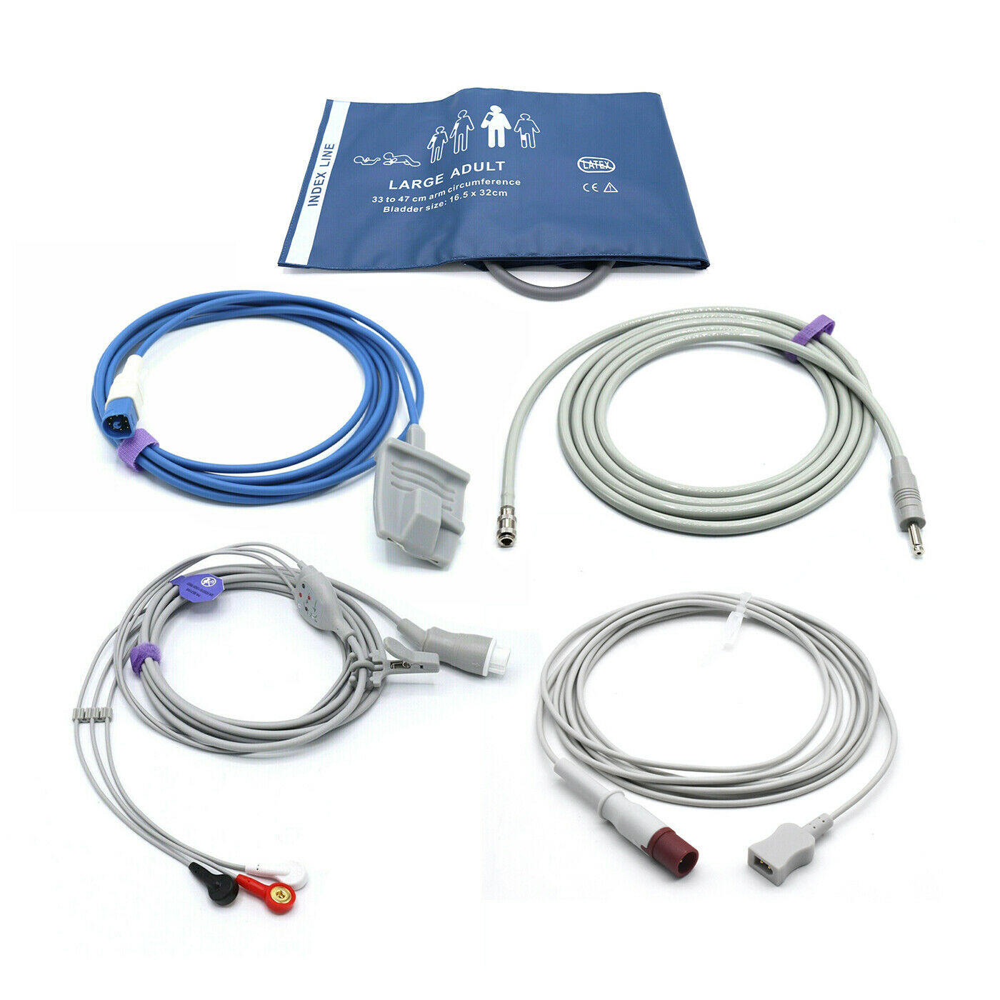 Philips Accessories Kit Bundle - Cuff, Hose, SpO2, ECG, Temperature Adapter