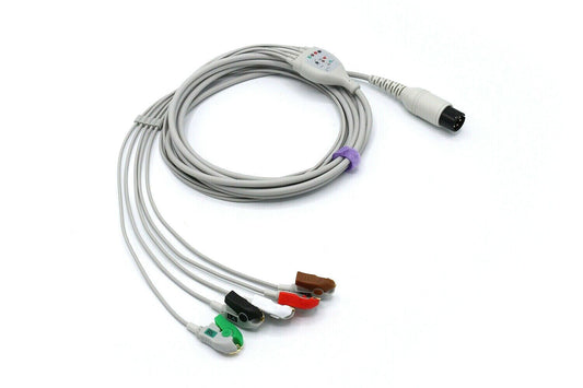 Welch Allyn ECG EKG Cable 6 Pin 5 Leads Grabber Compatible
