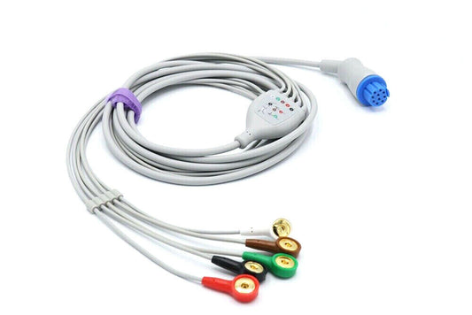 ECG EKG Cable Cardiocap 5 10 Pin 5 Leads Snap