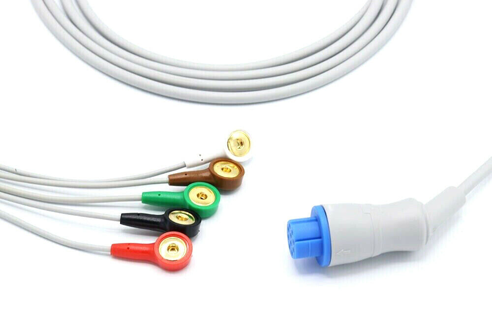 Datex Ohmeda ECG EKG Cable Cardiocap 5 10 Pin 5 Leads Snap
